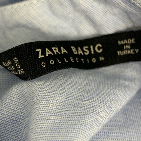 Zara Chambray Ruffle Sleeve Shift Dress - Picture 4 of 7